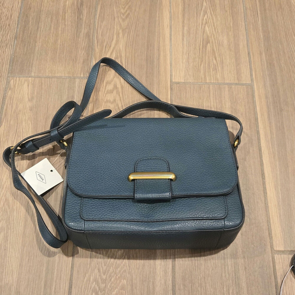 Vintage Fossil Tatum Green Pebbled Leather Crossbody Shoulder Top Handle Bag NWT
